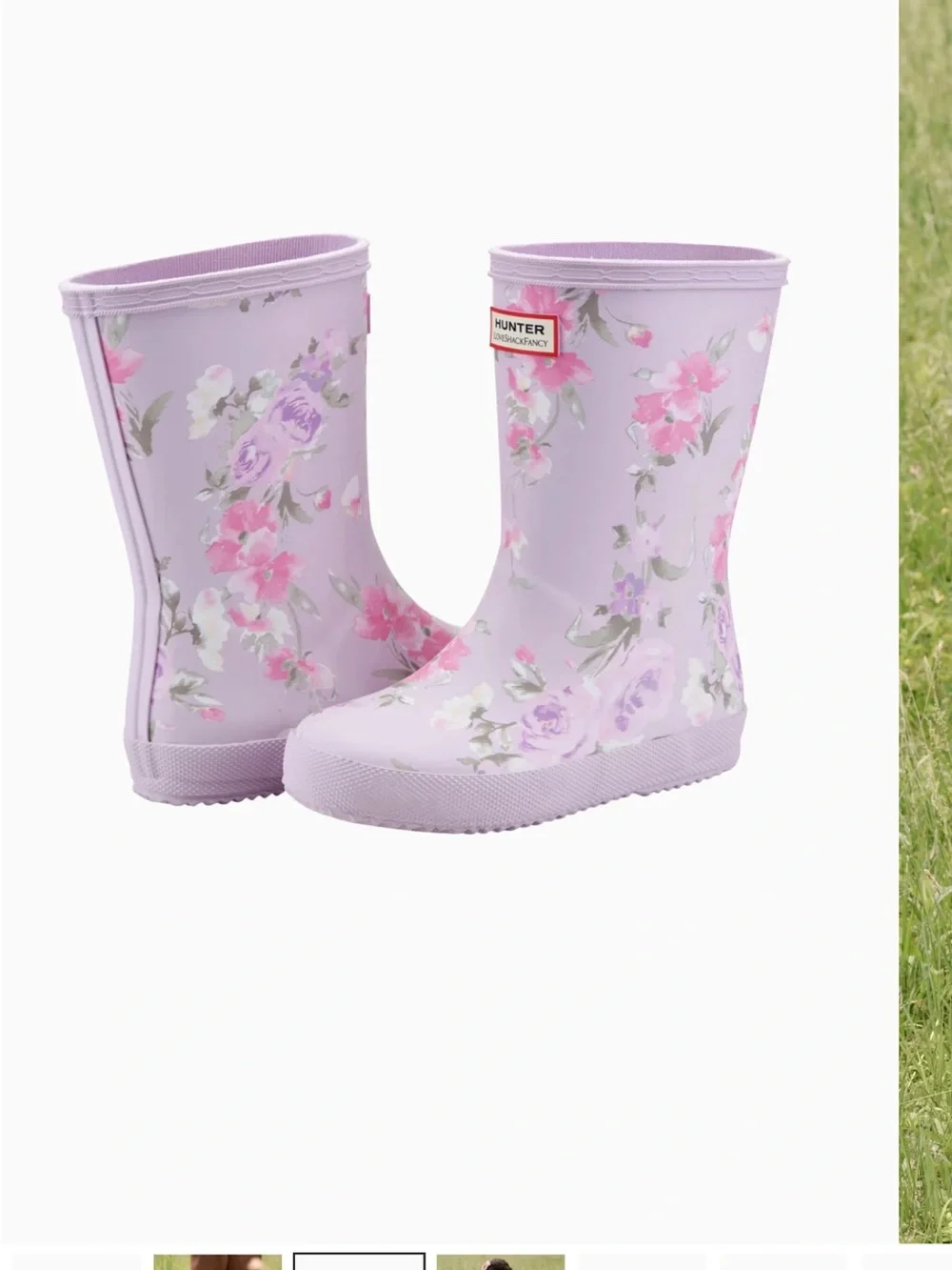 Hunter x LoveShackFancy Lilac Floral Kids Rain Boots size 9